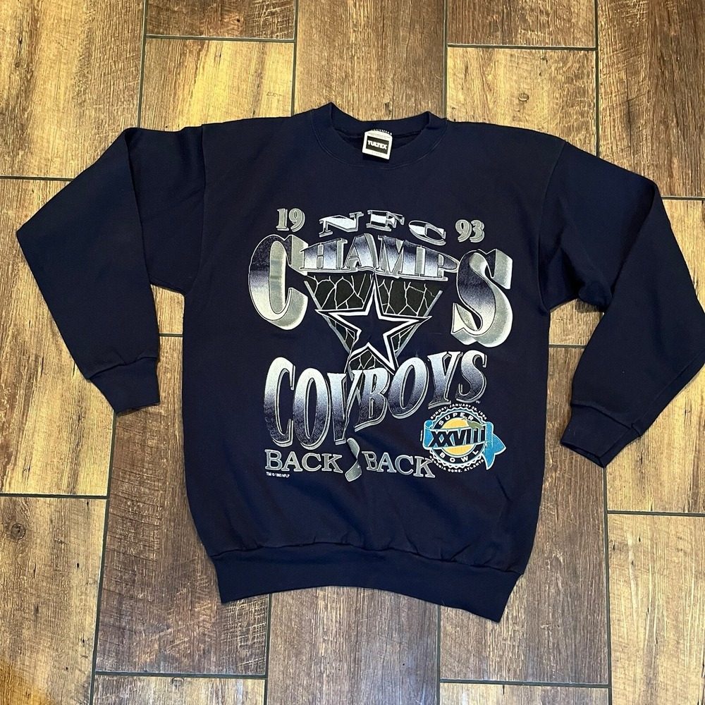 VTG NFL Dallas Cowboys Super Bowl champions sweater 1993 blue Large TROY AIKMAN